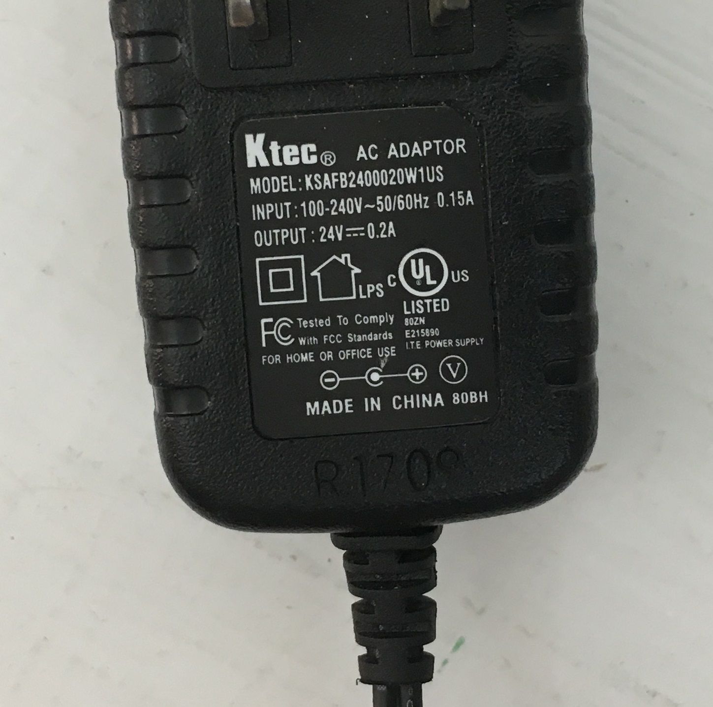 NEW 24V 0.2A Ktec KSAFB2400020W1US Power Supply AC Adapter Charger